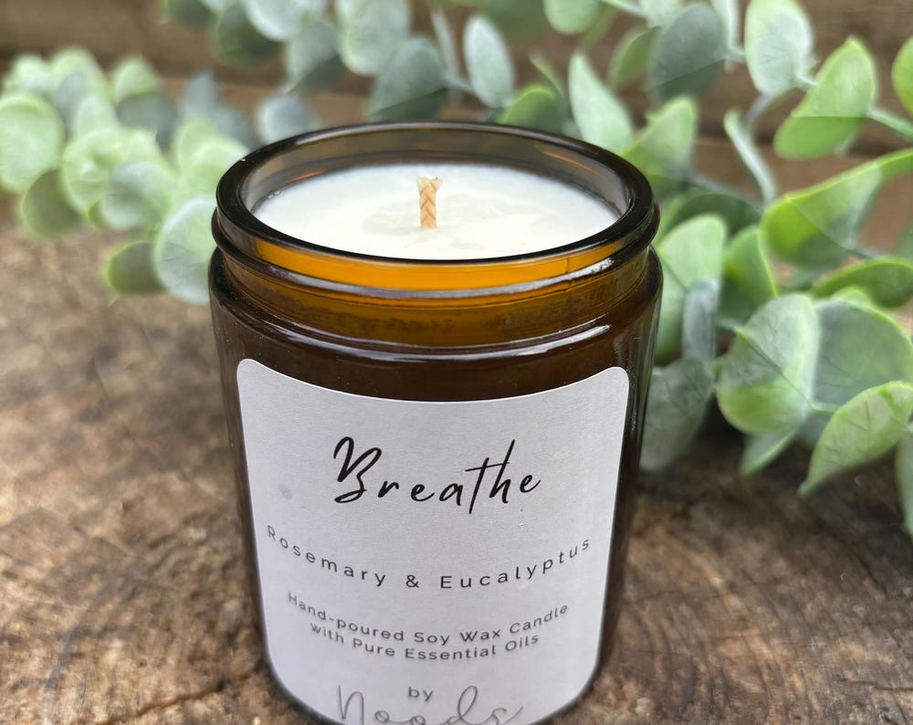 Apothecary Breathe Aromatherapy Candle – hand poured Soy Wax with Pure Essential Oils - Rosemary & Eucalyptus