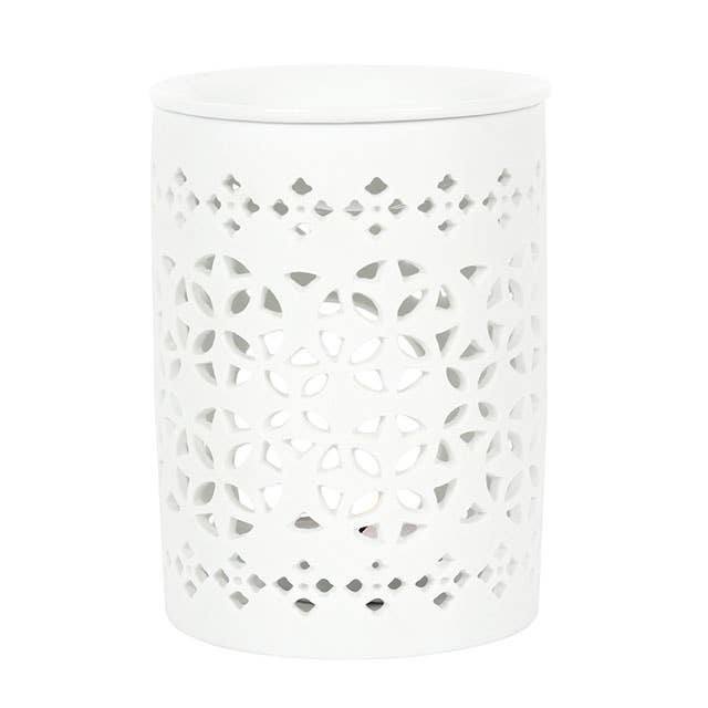 White Matte Cut Out Oil Burner and Wax Warmer