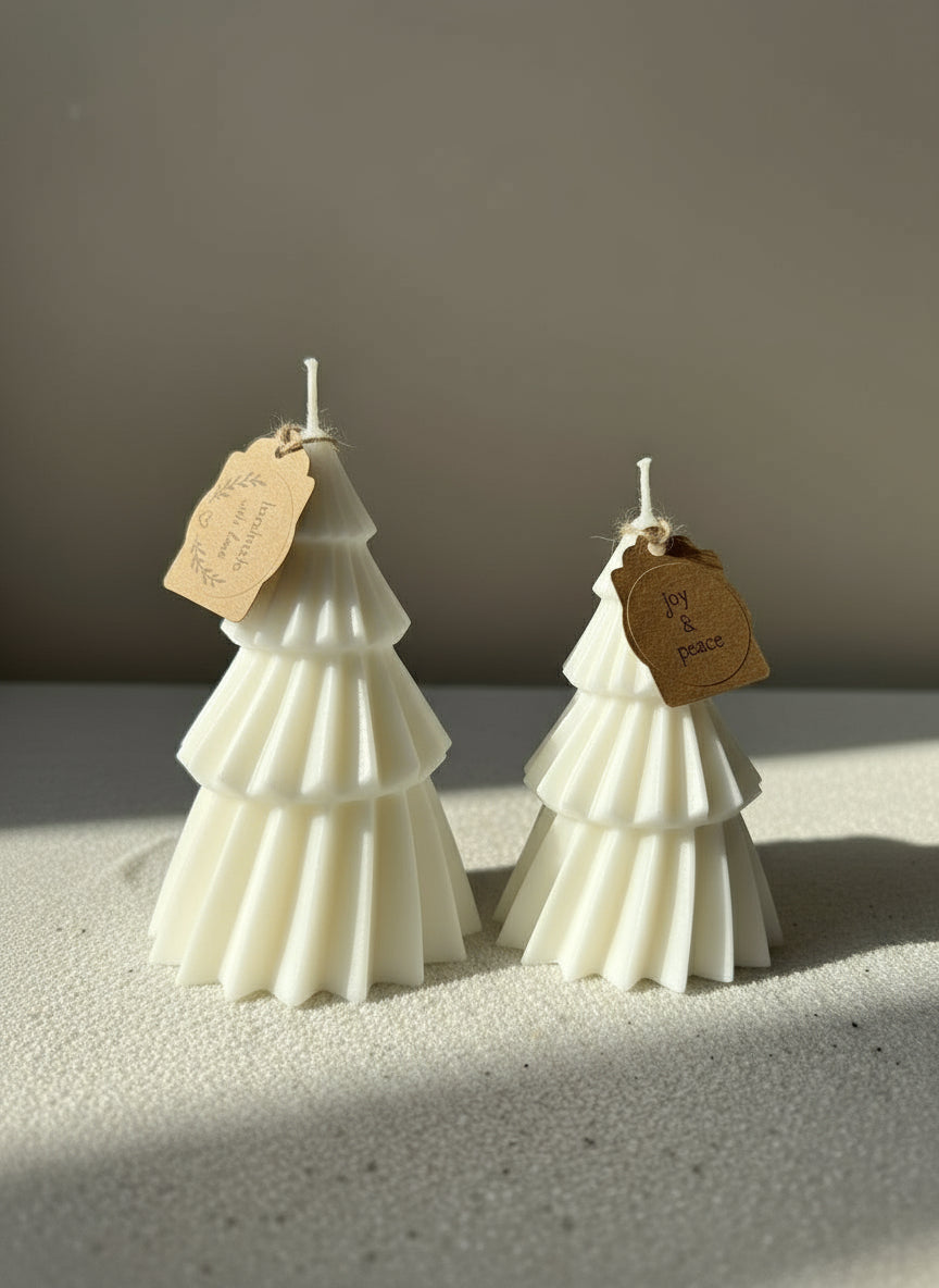 Set of 2 - White ornamental Christmas Tree Candles