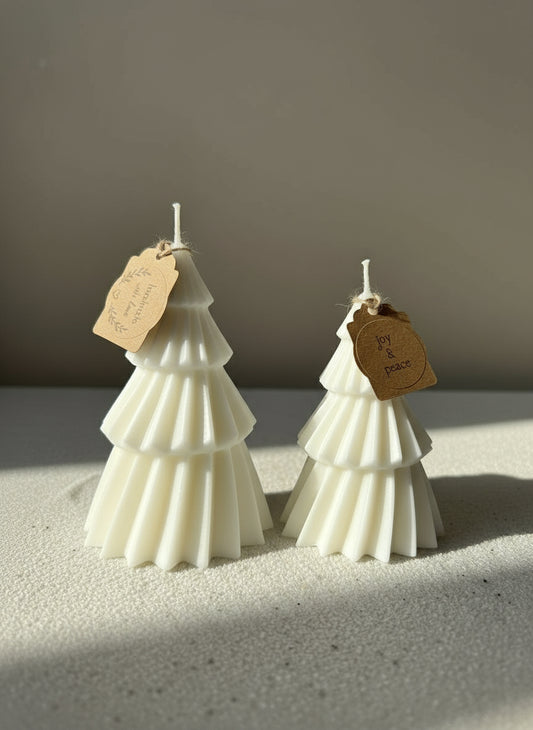 Set of 2 - White ornamental Christmas Tree Candles