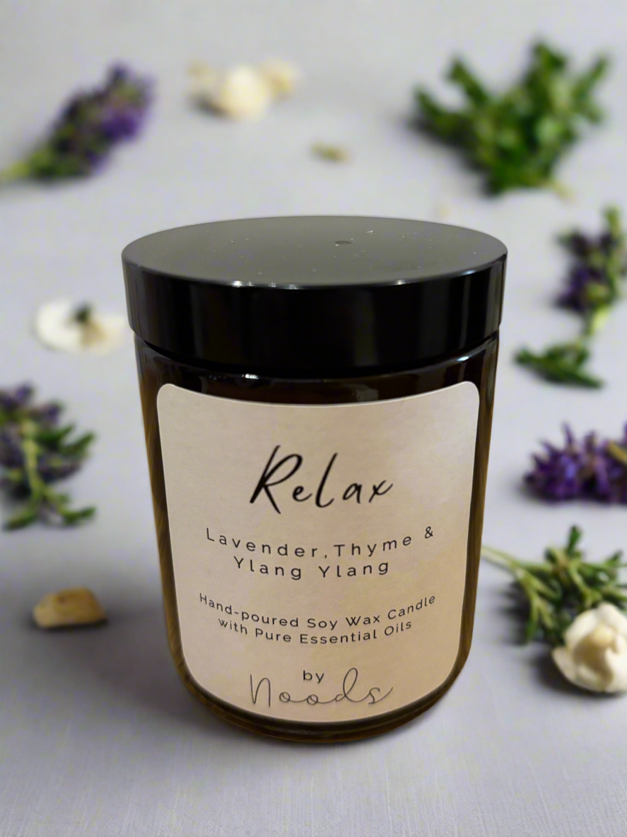 Apothecary Relax Meditation Aromatherapy Candle – hand poured Soy Wax with  Pure Essential Oils - relaxing wellness and  mood changing