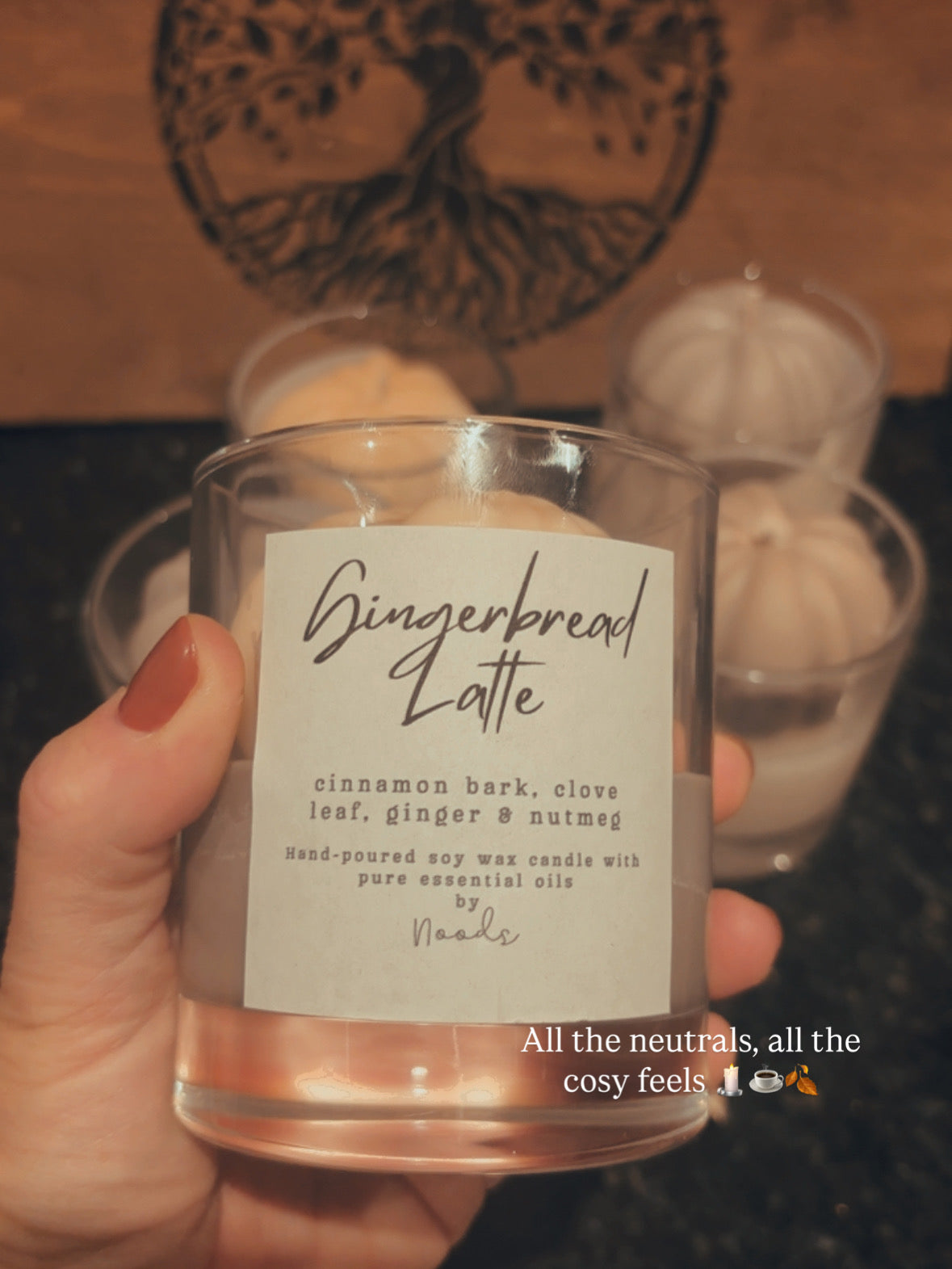 Hand-poured Gingerbread Latte Soy Wax Candle with Pumpkin Topper – White or Beige Wax, Autumn Home Décor, Cosy Fall with Pure essential oils