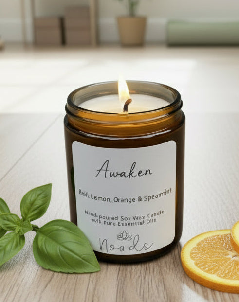 Apothecary Awaken Aromatherapy Candle – hand poured Soy Wax with Pure Essential Oils - Floral Blend