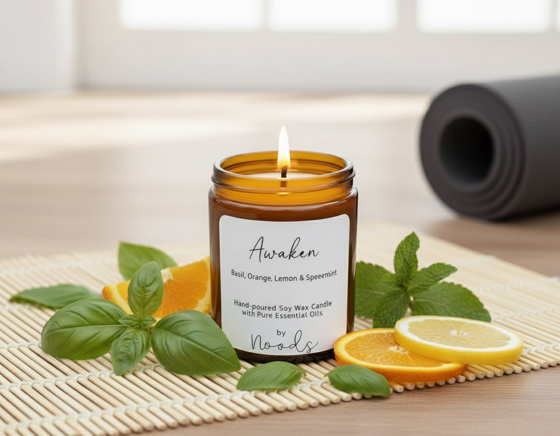 Apothecary Awaken Aromatherapy Candle – hand poured Soy Wax with Pure Essential Oils - Floral Blend