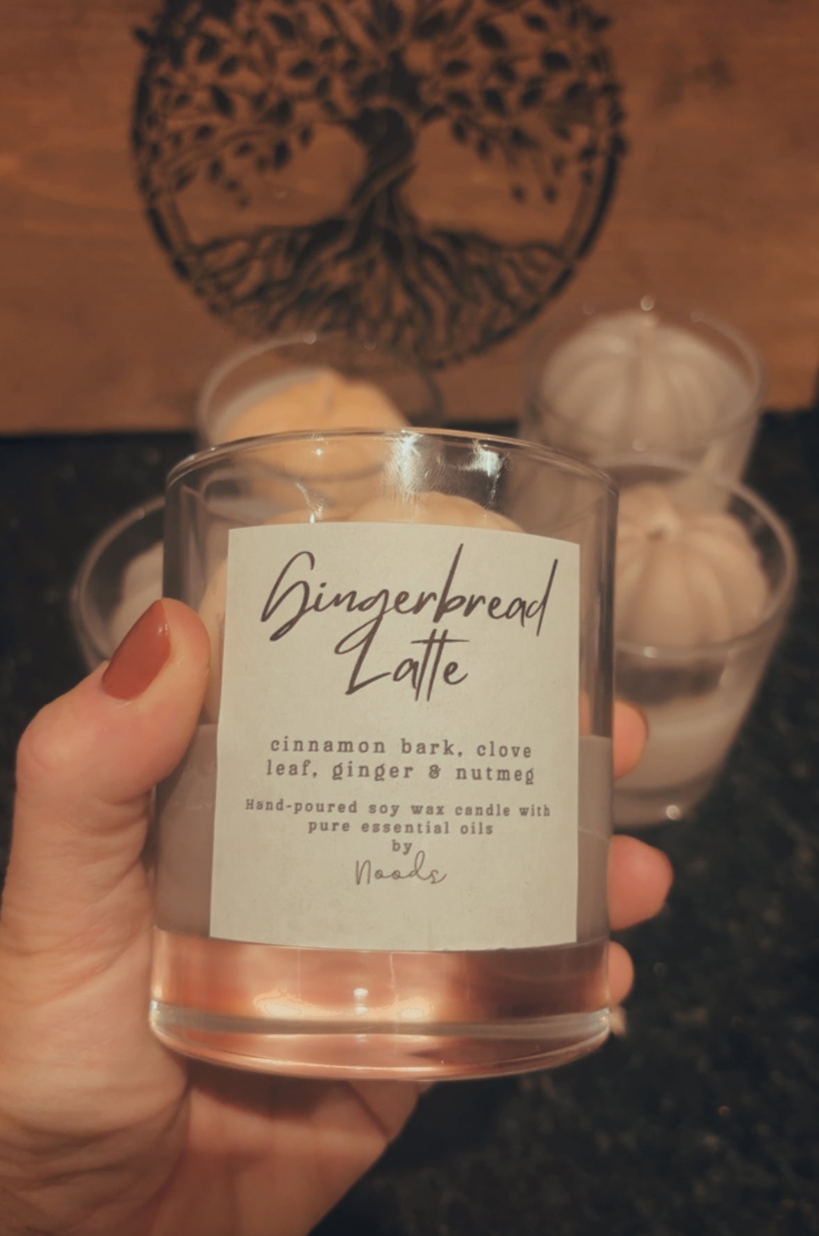 Hand-poured Gingerbread Latte Soy Wax Candle with Pumpkin Topper – White or Beige Wax, Autumn Home Décor, Cosy Fall with Pure essential oils