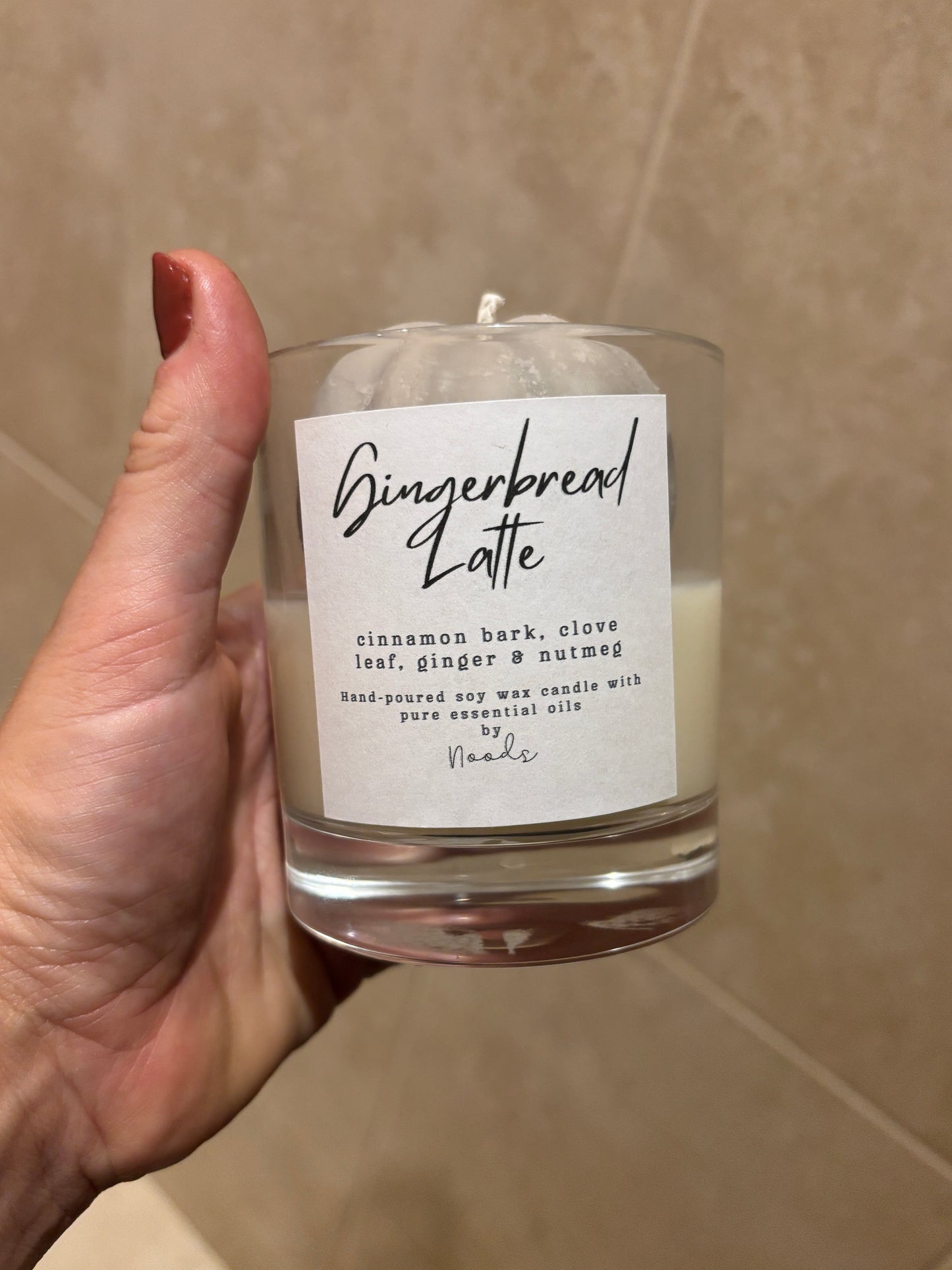 Hand-poured Gingerbread Latte Soy Wax Candle with Pumpkin Topper – White or Beige Wax, Autumn Home Décor, Cosy Fall with Pure essential oils