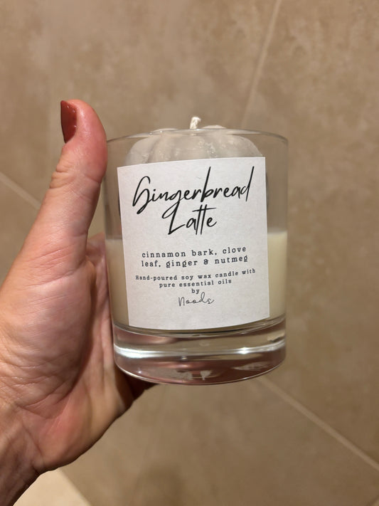 Hand-poured Gingerbread Latte Soy Wax Candle with Pumpkin Topper – White or Beige Wax, Autumn Home Décor, Cosy Fall with Pure essential oils